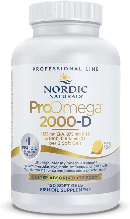 Ultra-Potency Omega-3 Fish Oil + Vitamin D3 Softgels – High EPA & DHA for Heart, Brain & Immune Support, Lemon Flavor, Non-GMO (120 Softgels)