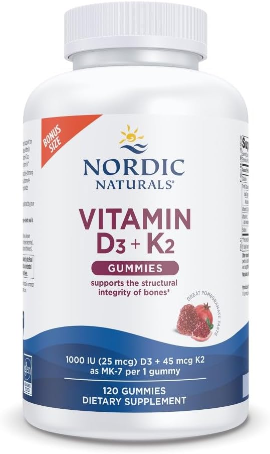 Premium Vitamin D3 + K2 Gummies – Bone Strength & Muscle Support, High Absorption Formula, Pomegranate Flavor, Non-GMO (120 Gummies)