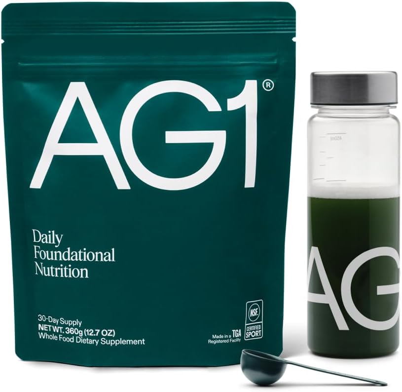 AG1 Daily Greens Superfood Powder – Gut Health, Energy & Multivitamin Blend (75+ Nutrients, 1-Month Supply)