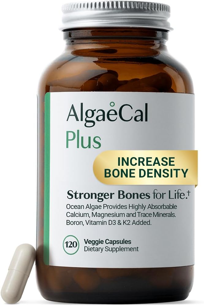 Plant-Based Calcium Complex – Bone Strength & Density Support | Vitamin D3, K2 MK7 & Magnesium | Easy-to-Swallow Veggie Capsules | 120 Count