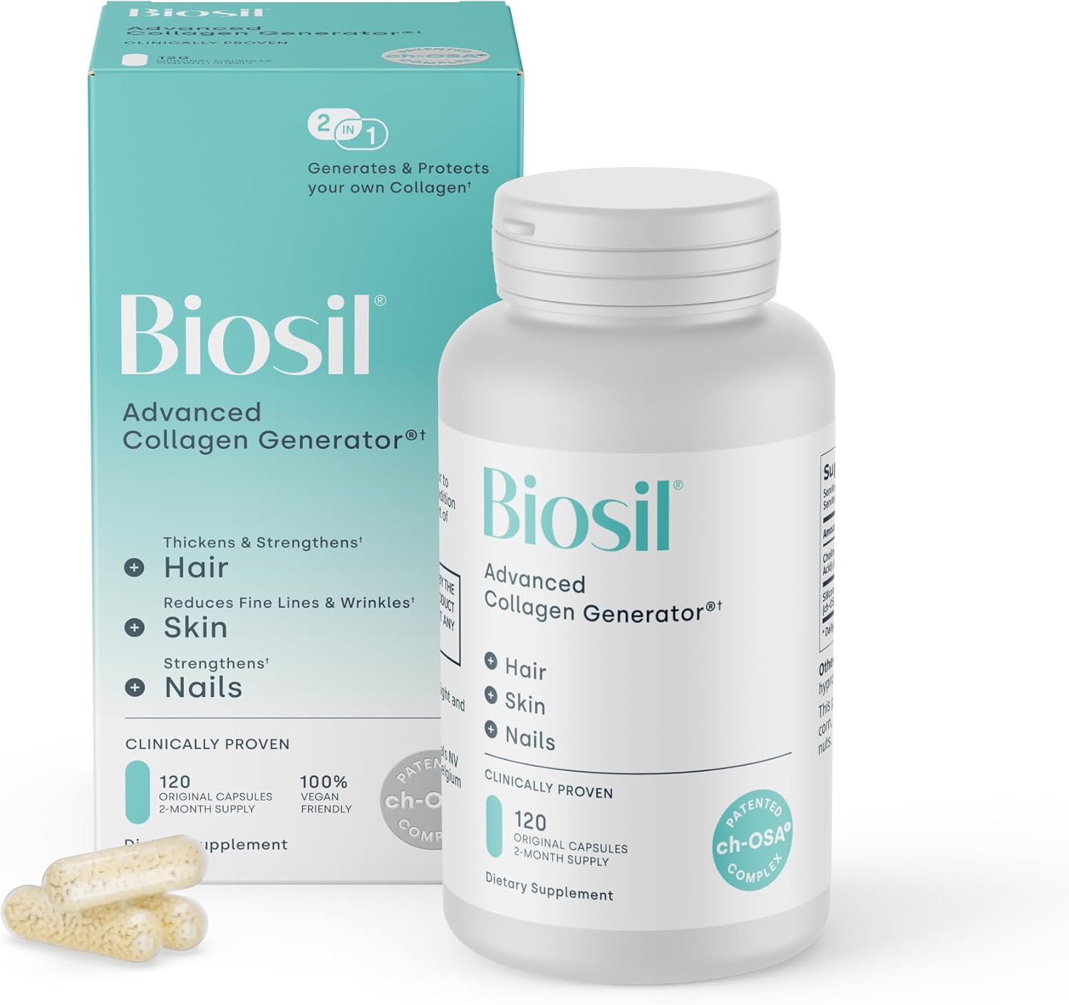 Advanced Collagen Booster Capsules – Skin, Hair, Nails & Joint Support | ch-OSA Complex Formula | Vegan | 60-Day Supply