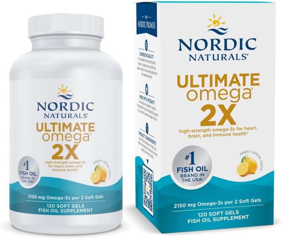Ultra Potency Omega-3 Fish Oil Softgels – 2150mg EPA & DHA (Lemon Flavor, 120 Count)