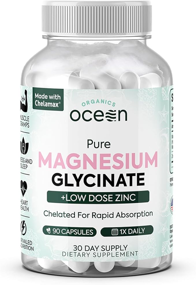 Ultra Absorption Magnesium Glycinate Capsules with Zinc – Muscle Recovery, Deep Sleep & Stress Support Formula (90 Capsules)