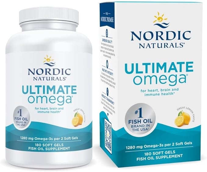 High Potency Omega-3 Fish Oil Softgels – Heart, Brain & Immune Support (Lemon Flavor, 180 Count)