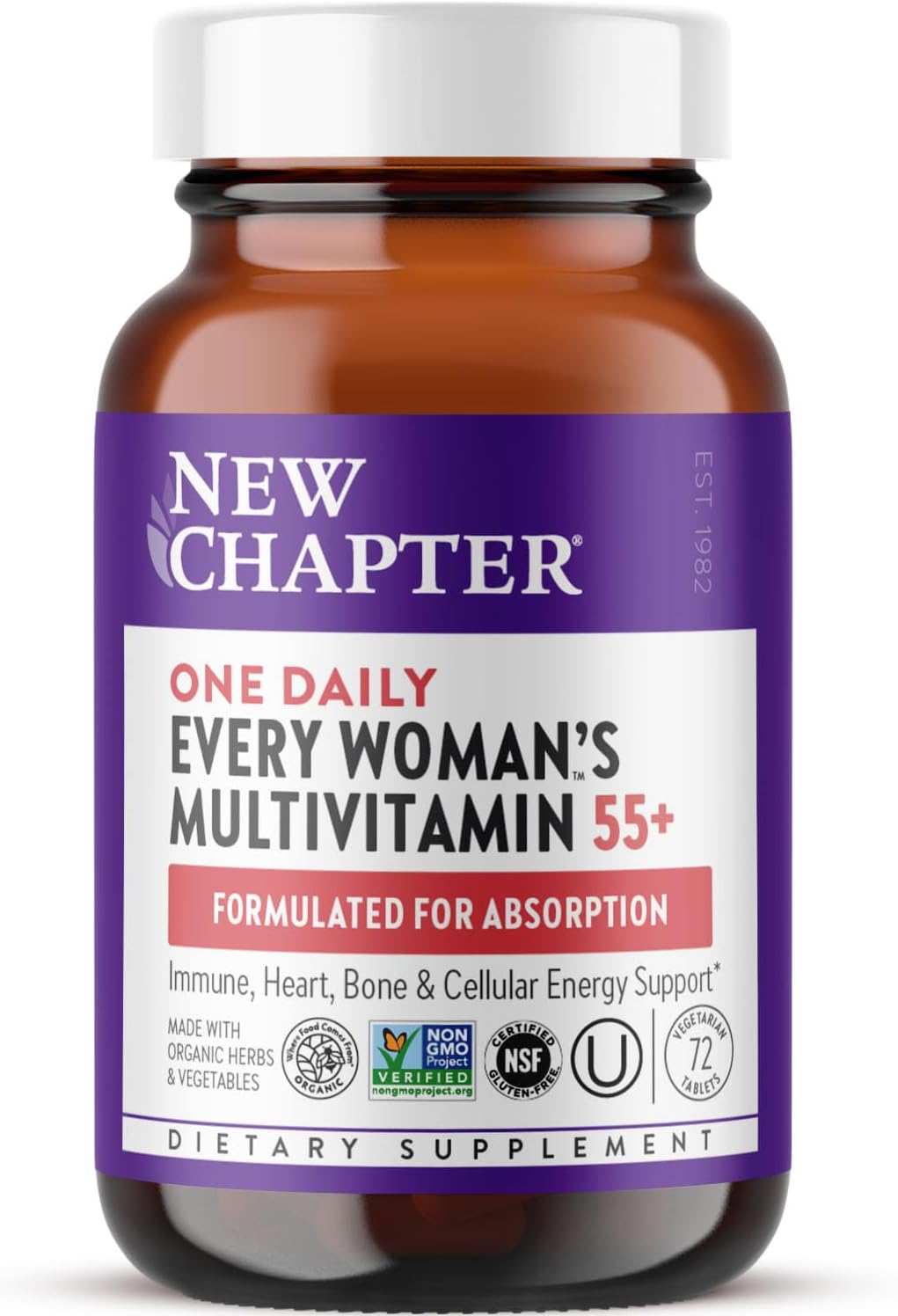 Women’s 55+ Daily Multivitamin – Advanced Whole-Food Formula | Energy, Immunity, Bone & Heart Support | Gentle, One-A-Day Tablets | 72 Count