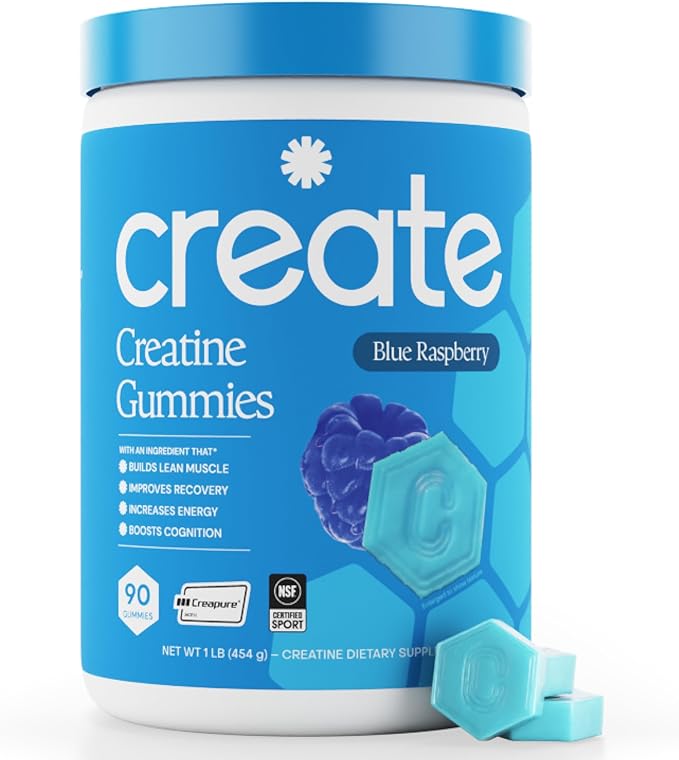 Creatine Performance Gummies – Strength, Endurance & Focus Boost (1.5g Per Gummy, 90 Vegan Gummies, Blue Raspberry)