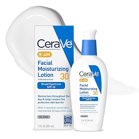 Ce**Ve Daily Hydrating AM Moisturizer SPF 30 – Oil-Free Face Lotion with Hyaluronic Acid, Niacinamide & Ceramides | Broad Spectrum Protection (3oz)