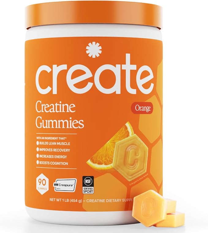 Creatine Performance Gummies – Strength, Focus & Endurance Boost (1.5g Per Gummy, 90 Vegan Gummies, Orange Flavor)