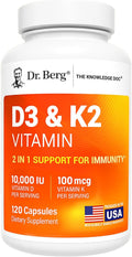 High-Potency Vitamin D3 + K2 Capsules – Advanced Absorption Bone & Immune Support (10,000 IU, 120 Capsules)