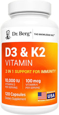 Maximum Strength Vitamin D3 + K2 Complex – 10,000 IU High Absorption Bone, Immune & Energy Support (120 Capsules)