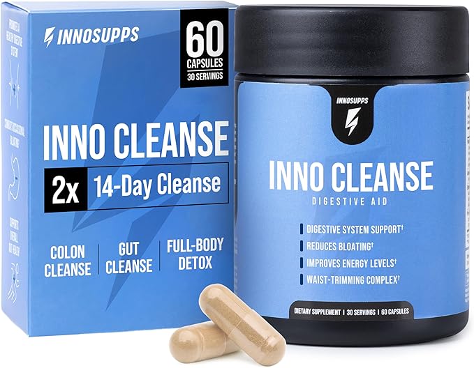 Advanced 14-Day Gut Cleanse & Detox Capsules – Herbal Digestive Support, Bloating Relief & Waist Slim Formula, Vegan (60 Capsules)