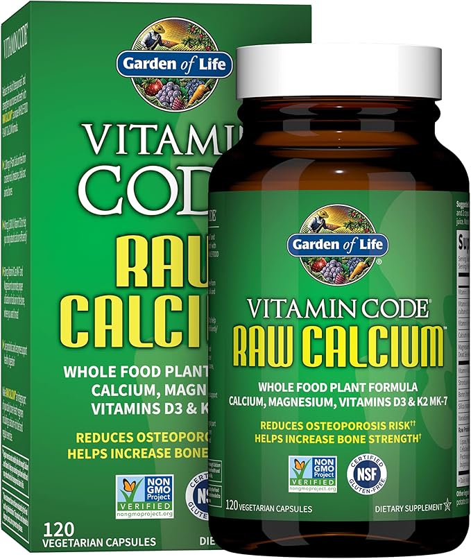 Whole Food Calcium Complex Capsules – Plant-Based Bone Support with Magnesium, Vitamin D3, K2 & Probiotics, High Absorption Formula (120 Capsules)
