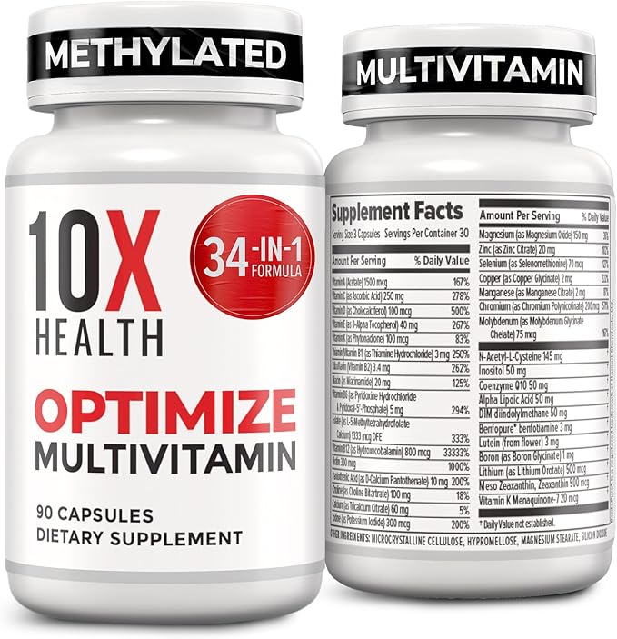 Advanced Methylated Multivitamin Complex for Men – 34-in-1 Daily Wellness Formula with B12, 5-MTHF & NAC (90 Capsules)