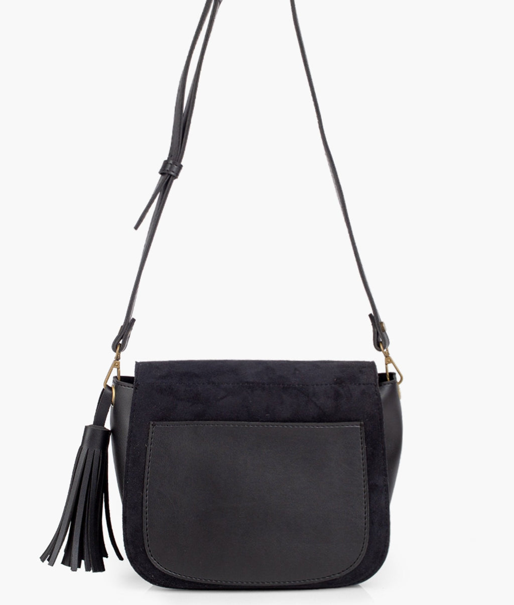 LumaVex - Black suede foldover saddle bag