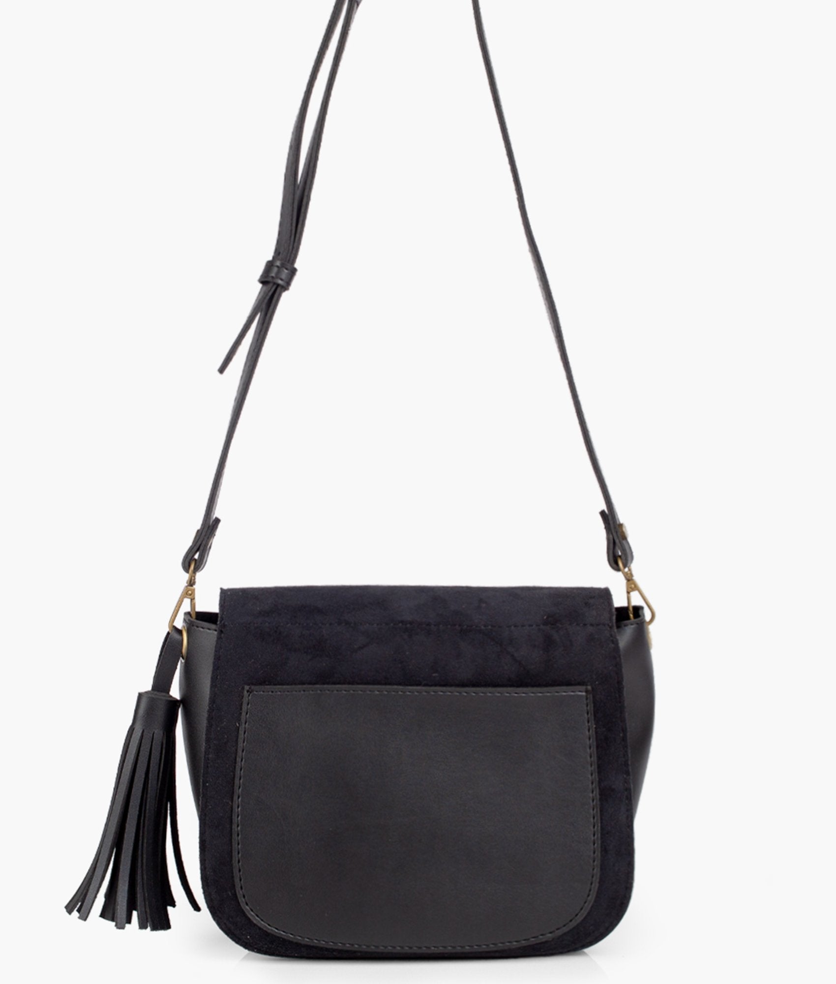 LumaVex - Black suede foldover saddle bag