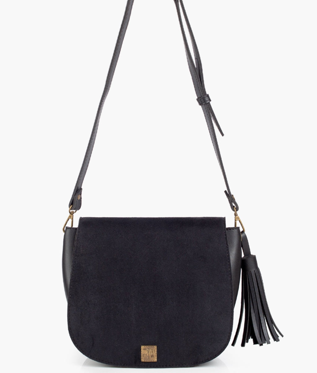 LumaVex - Black suede foldover saddle bag