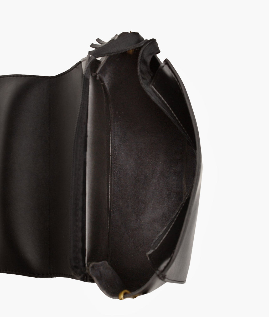 LumaVex - Black suede foldover saddle bag