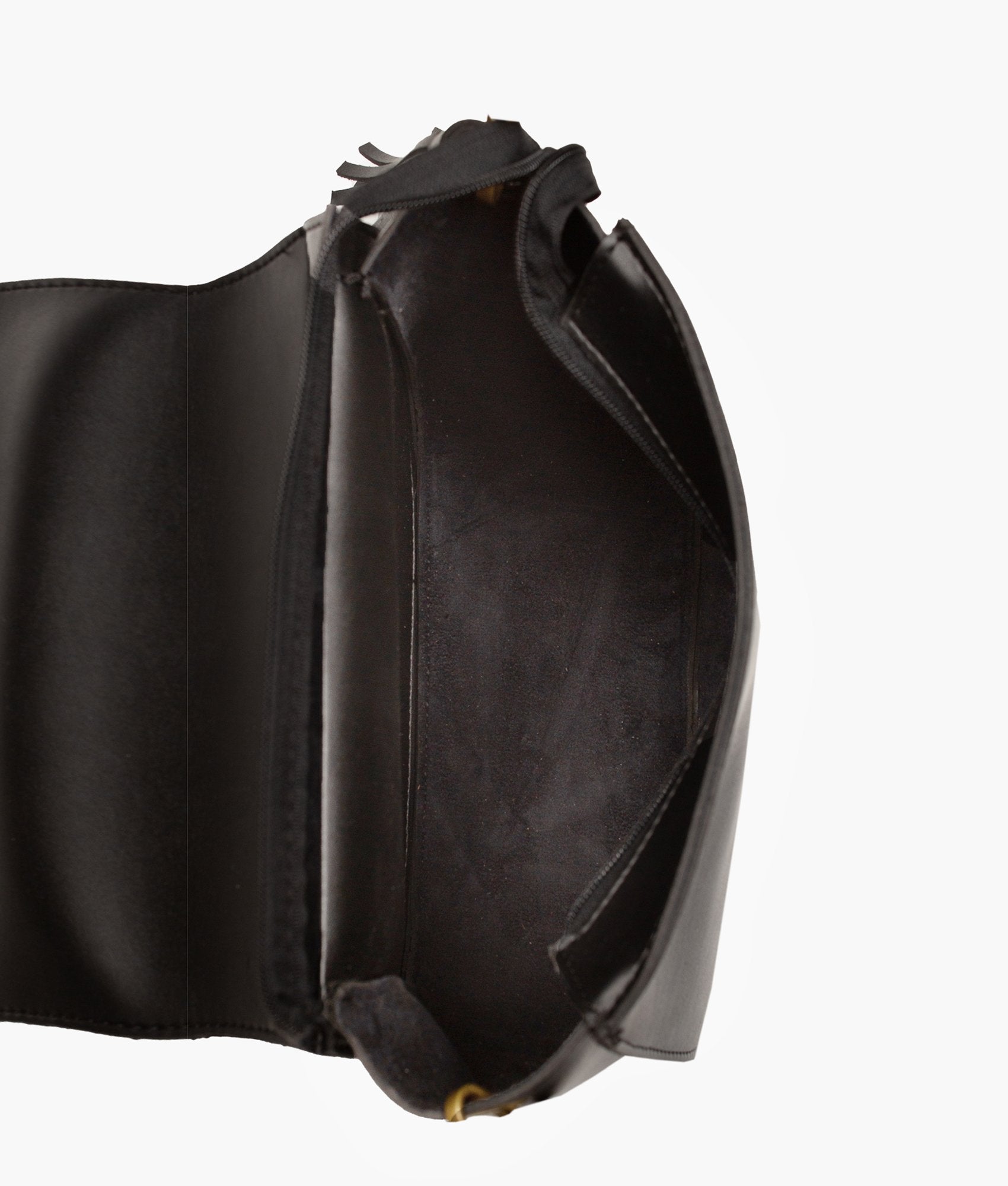 LumaVex - Black suede foldover saddle bag