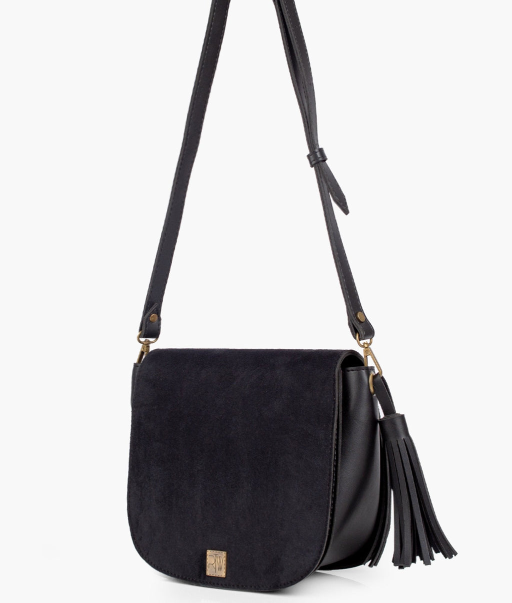 LumaVex - Black suede foldover saddle bag