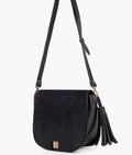 LumaVex - Black suede foldover saddle bag