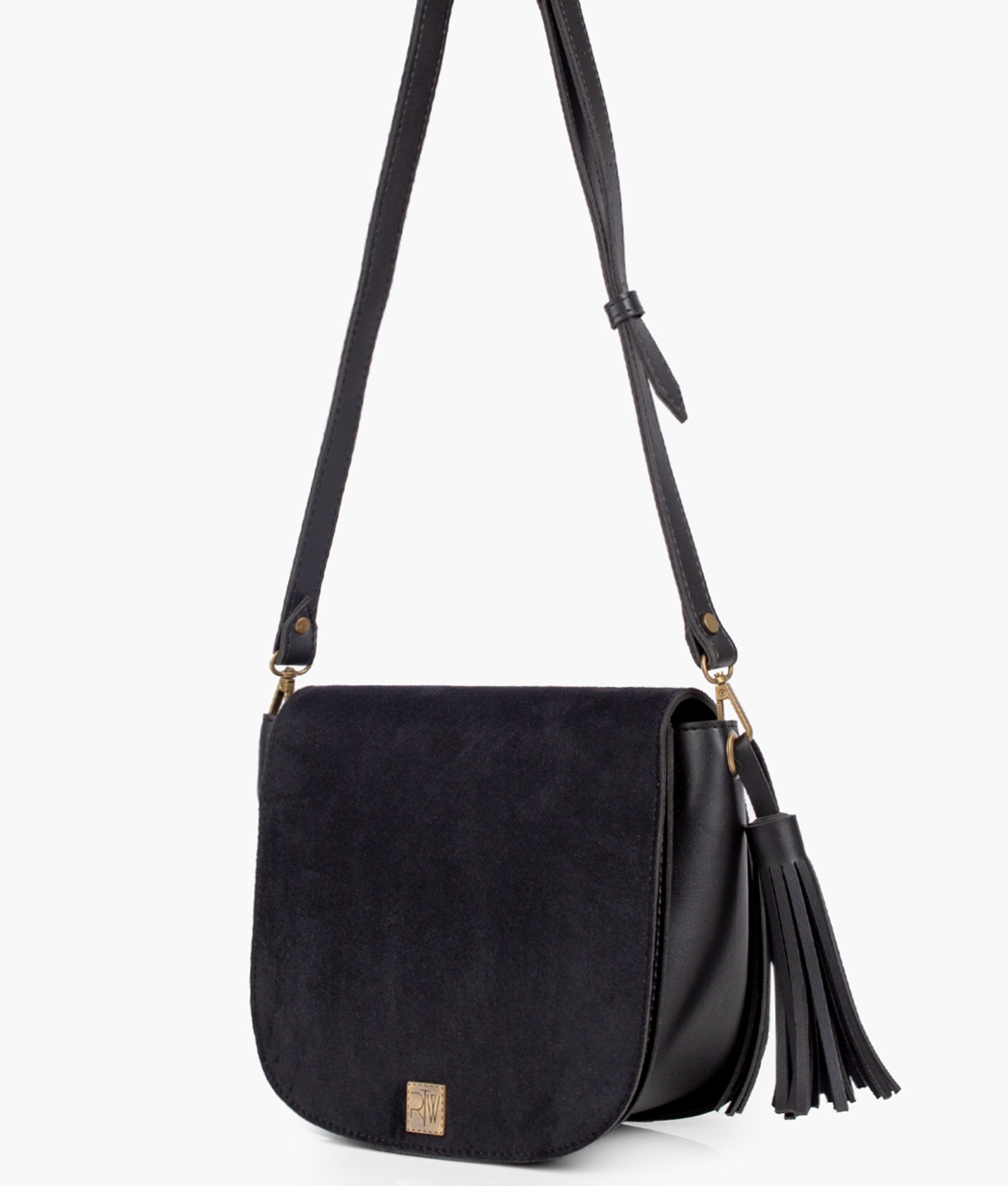LumaVex - Black suede foldover saddle bag