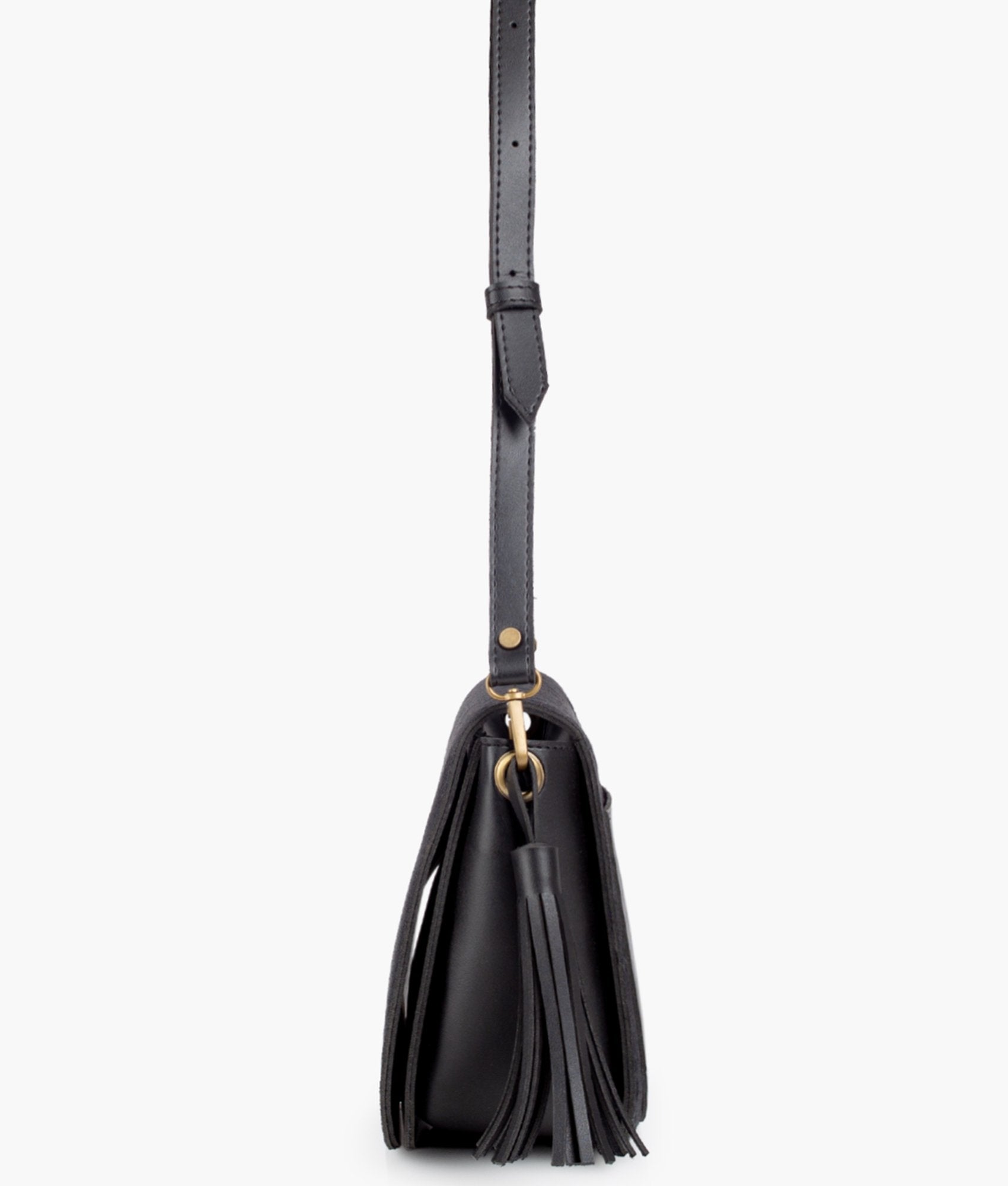 LumaVex - Black suede foldover saddle bag