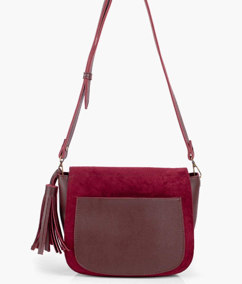 LumaVex - Burgundy suede foldover saddle bag