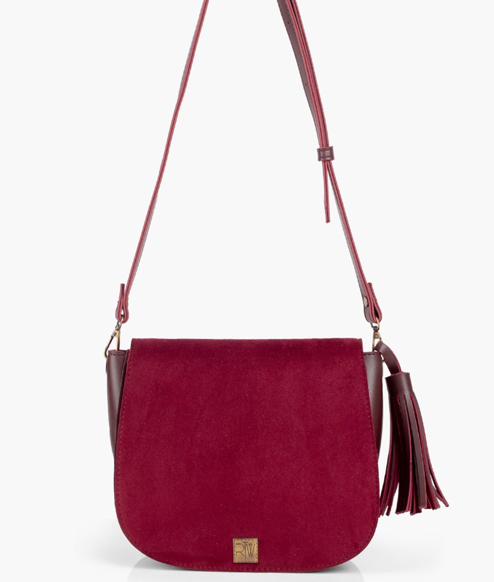 LumaVex - Burgundy suede foldover saddle bag
