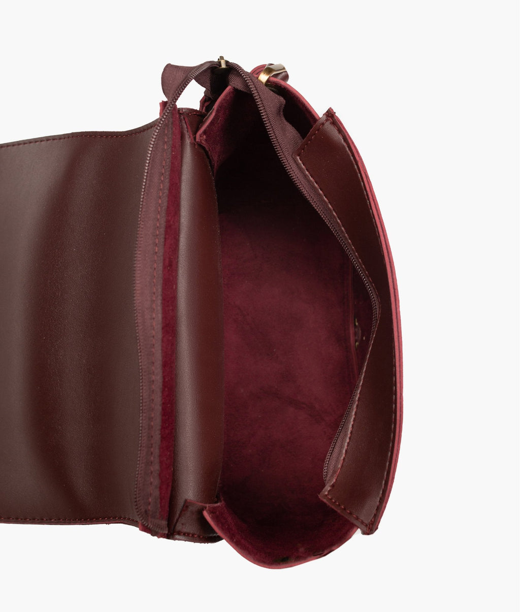 LumaVex - Burgundy suede foldover saddle bag