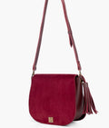 LumaVex - Burgundy suede foldover saddle bag