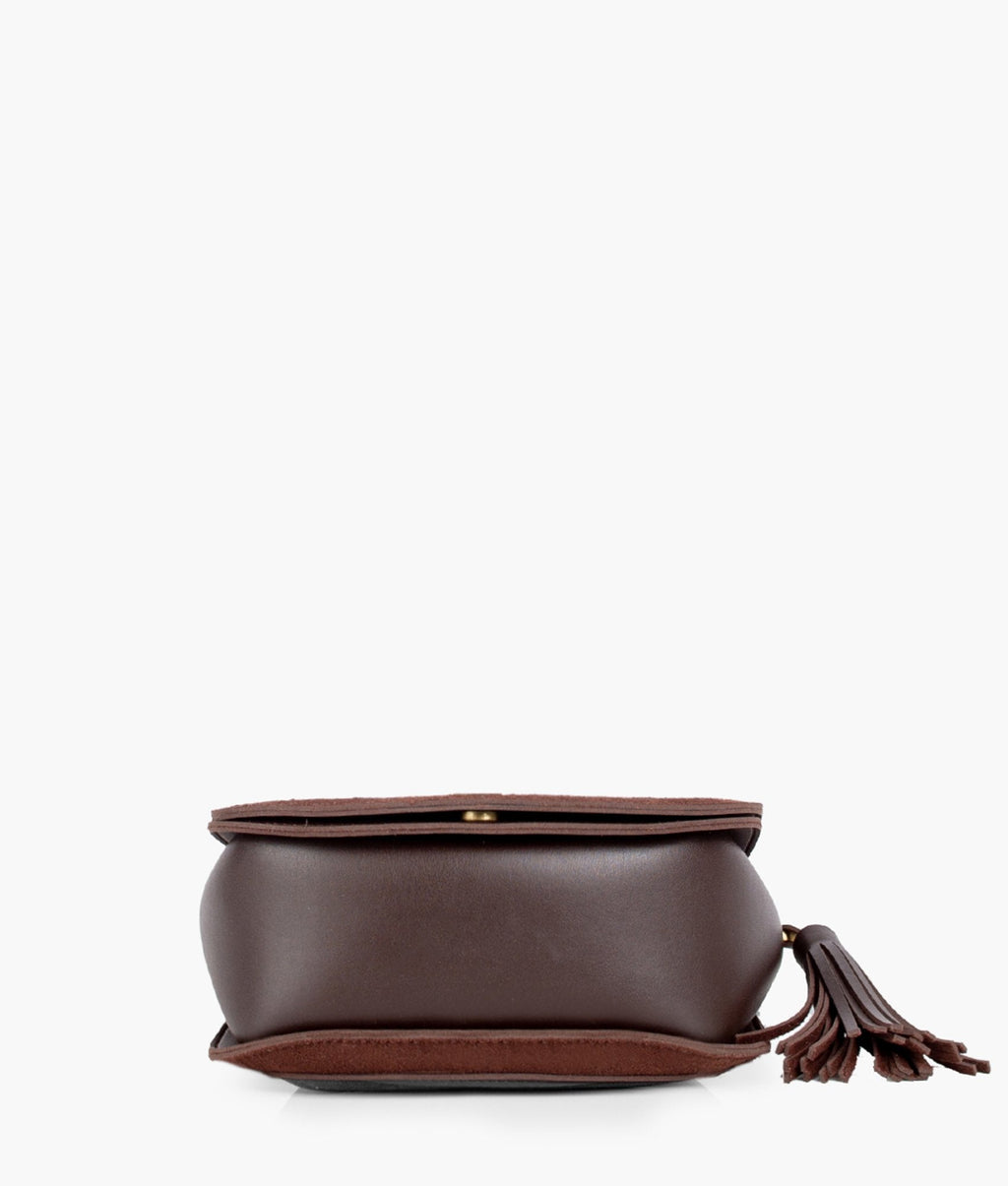 LumaVex - Dark brown suede foldover saddle bag