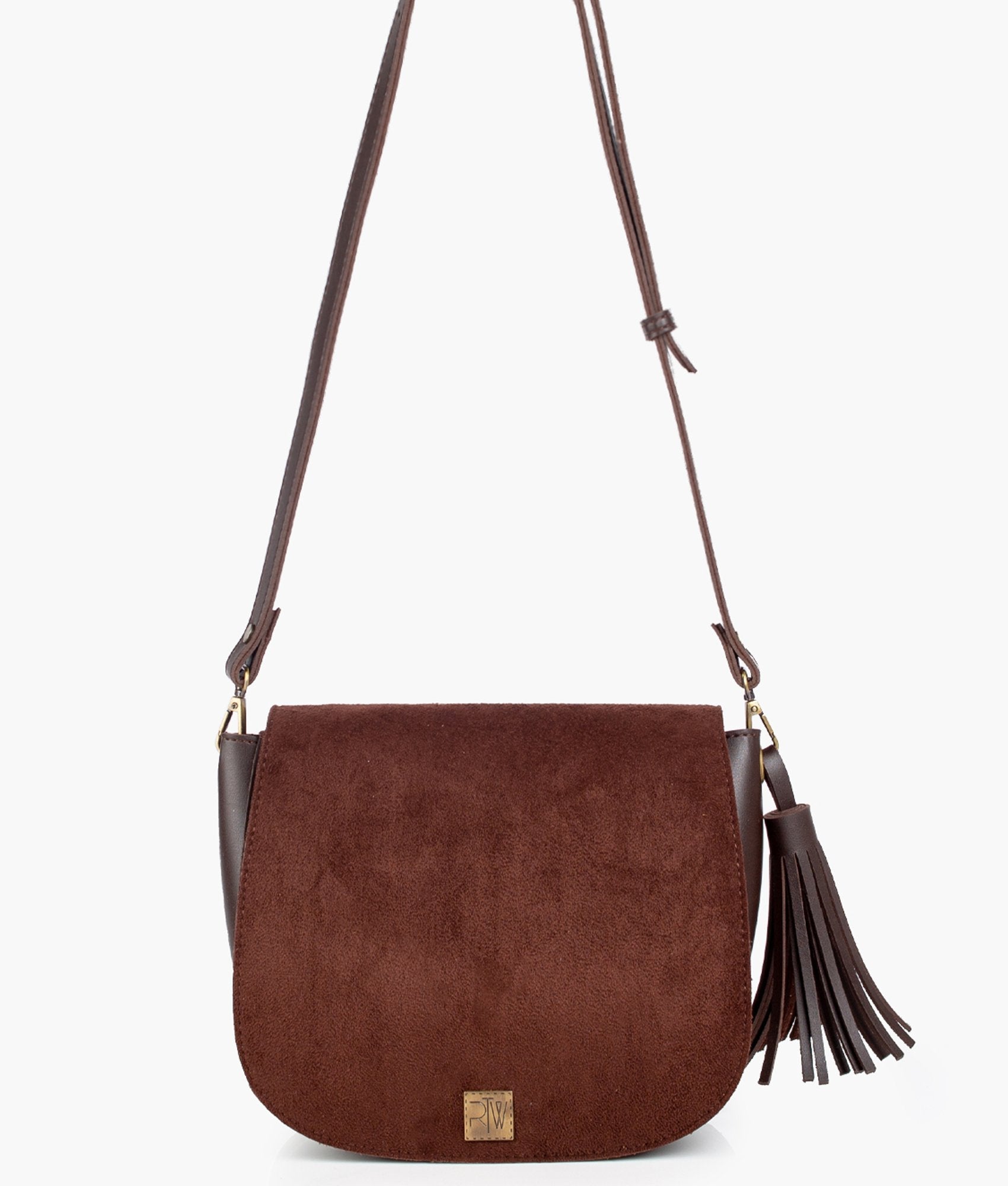 LumaVex - Dark brown suede foldover saddle bag