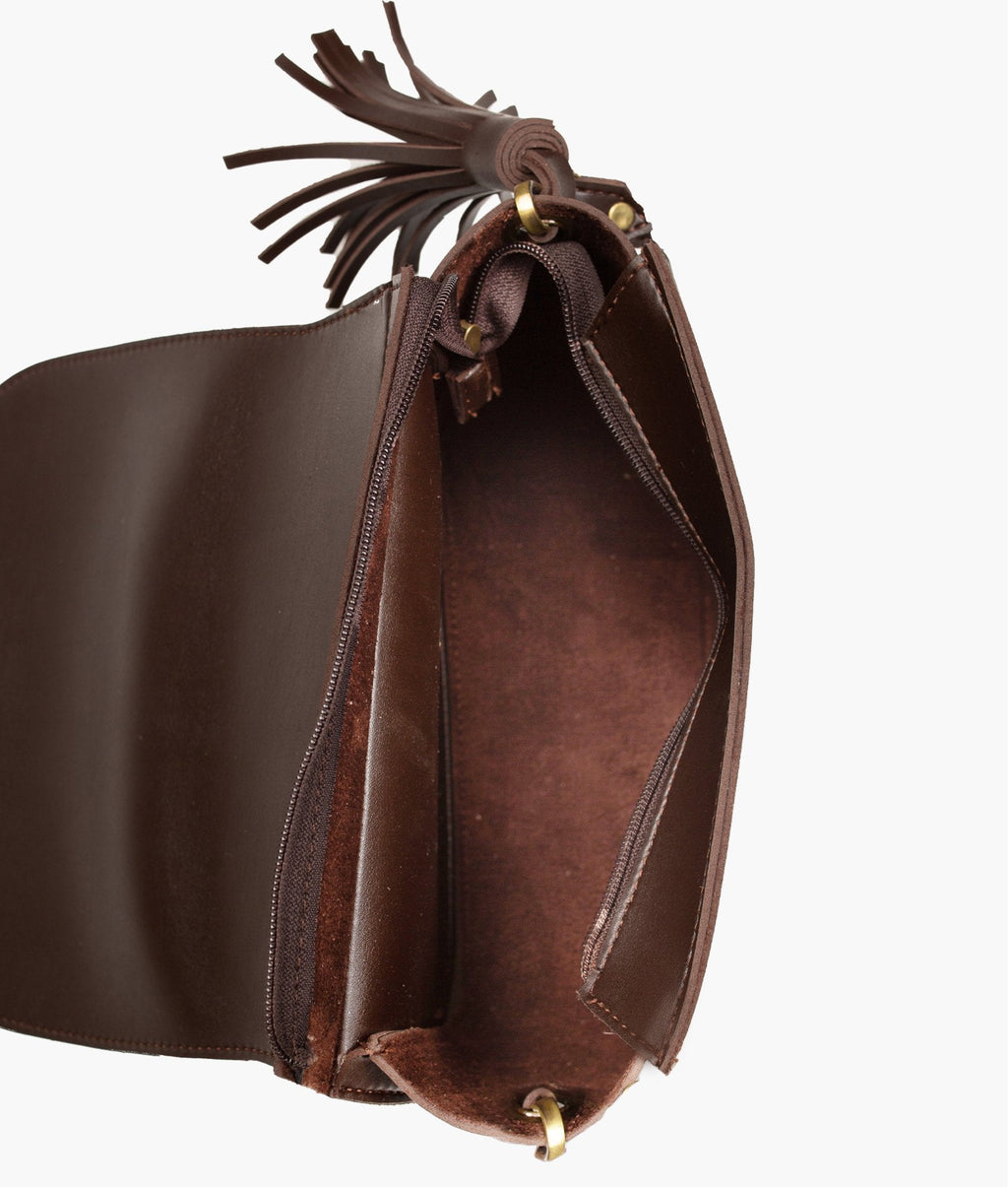 LumaVex - Dark brown suede foldover saddle bag