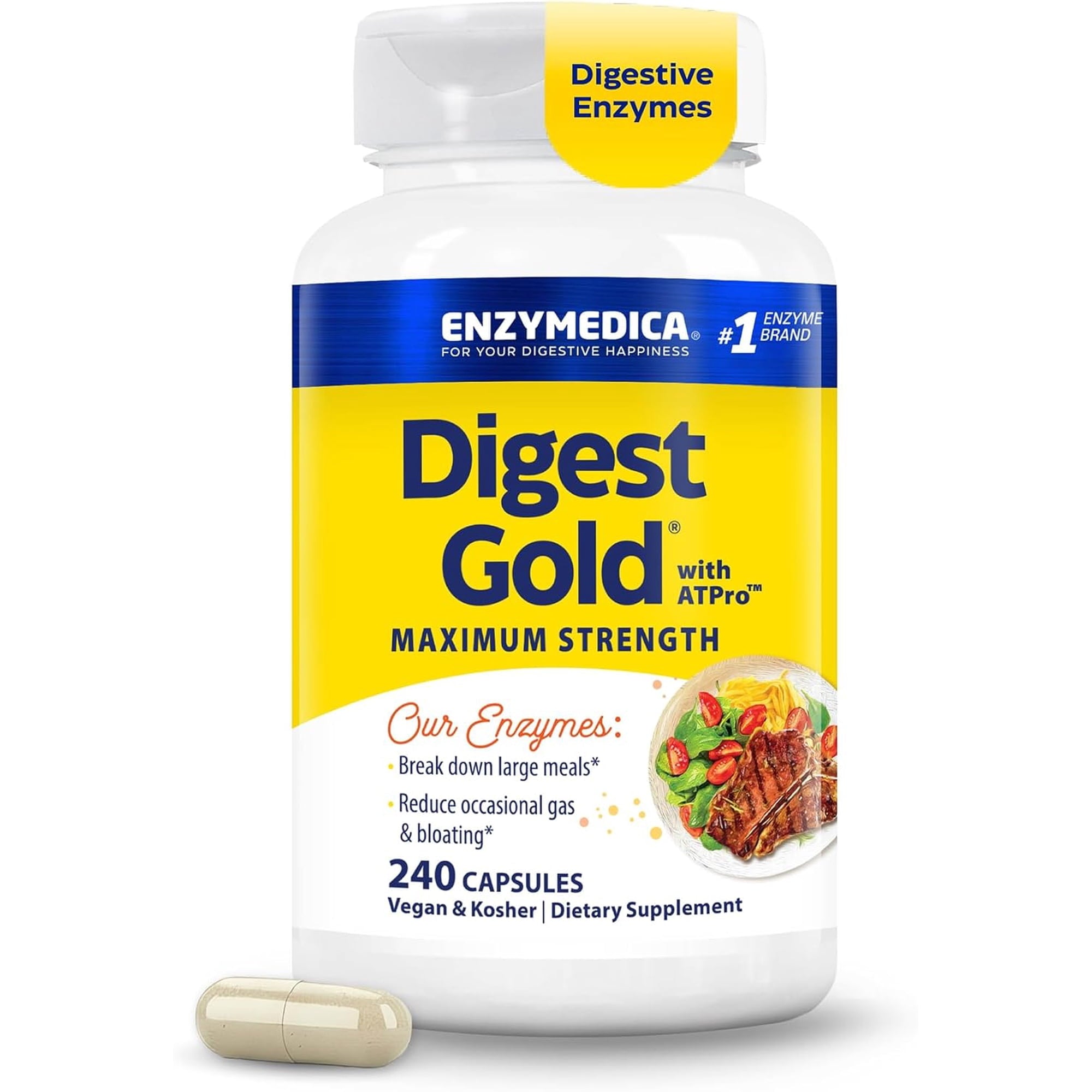 Maximum Strength Digestive Enzyme Complex – Fast-Acting Bloat Relief & Nutrient Absorption Support (240 Capsules)