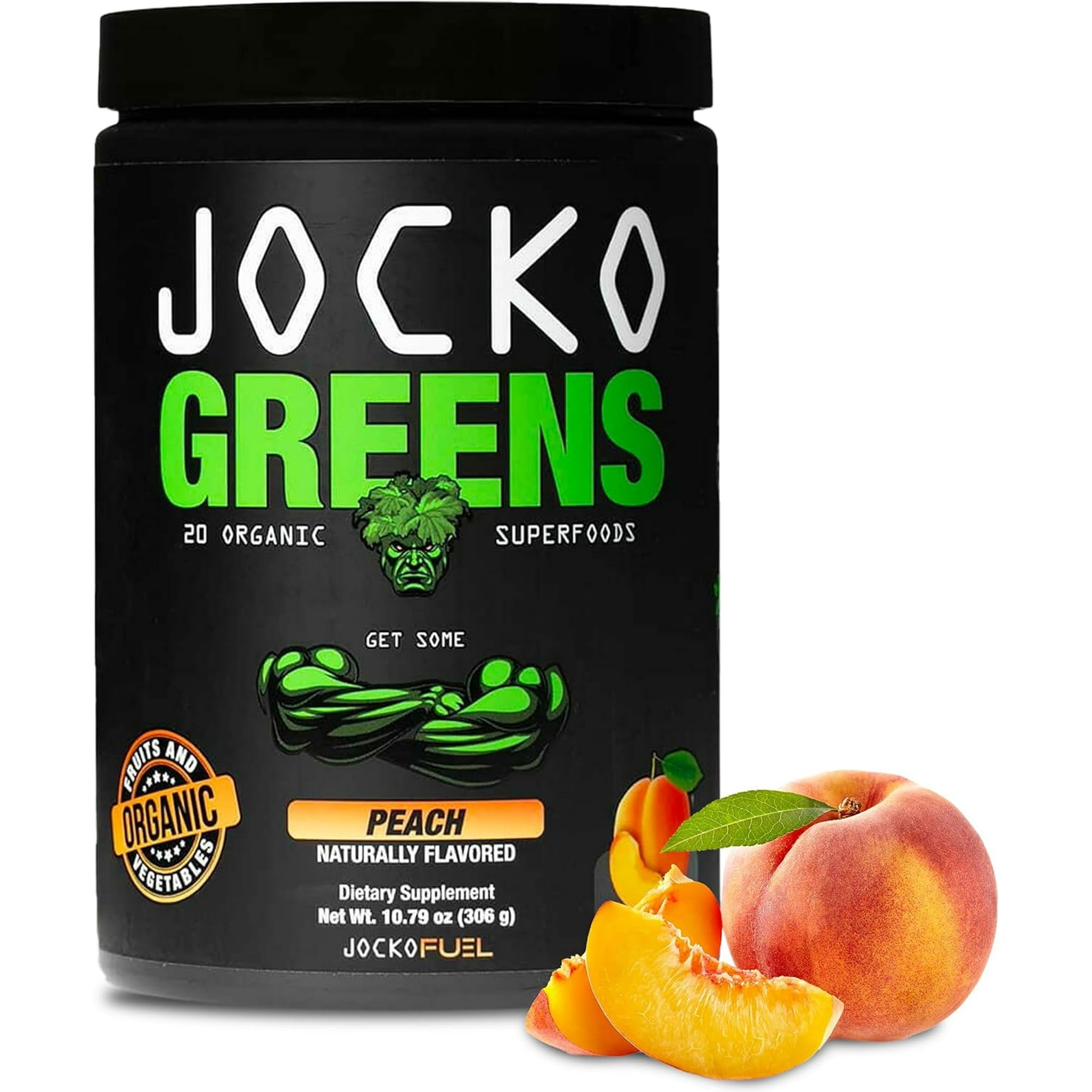 Premium Organic Greens & Superfoods Blend Powder – Daily Detox, Energy & Gut Support with Probiotics & Adaptogens (Peach Flavor)