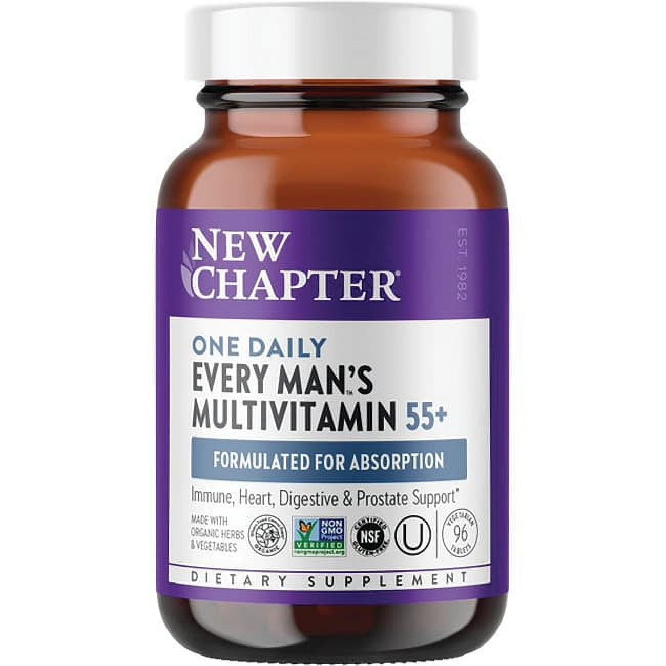 PrimeVital Men’s 55+ Daily Multivitamin – Advanced Energy, Heart & Immune Support (96 Tablets)