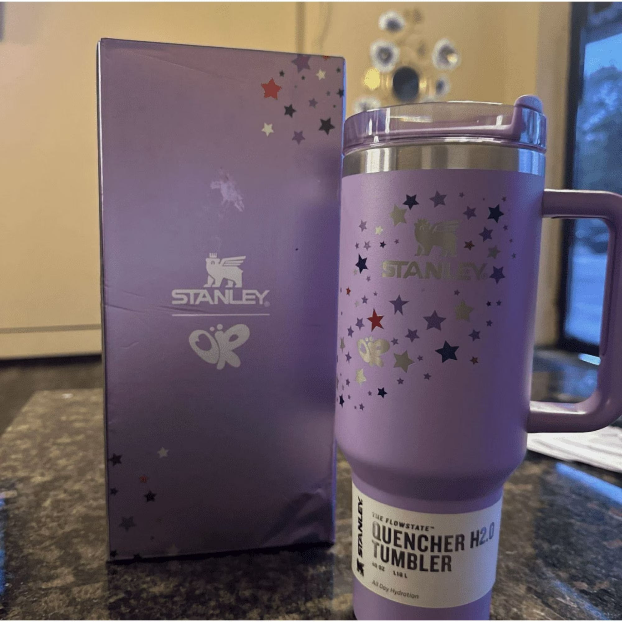 Stnley x Olivia Rodrio 40oz Insulated Glitter Tumbler – FlowStyle Handle Cup with Straw & Lid