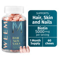 Weem Beauty Gummies – Hair, Skin & Nails Support with Biotin & Vitamins (60 Vegan Gummies)