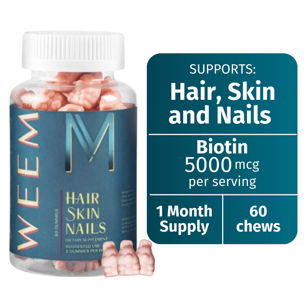 Weem Beauty Gummies – Hair, Skin & Nails Support with Biotin & Vitamins (60 Vegan Gummies)