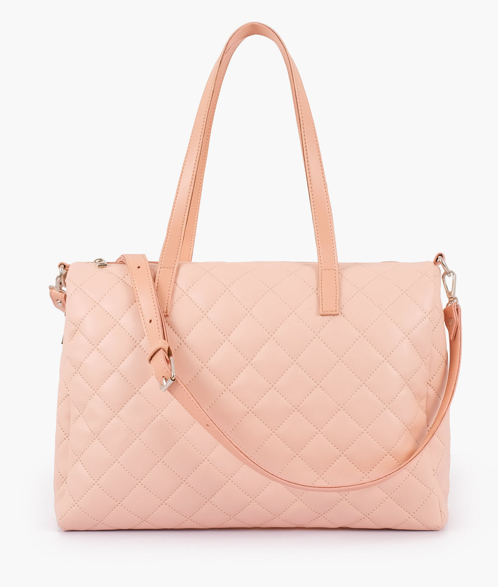 LumaVex - Baby pink quilted carryall tote bag