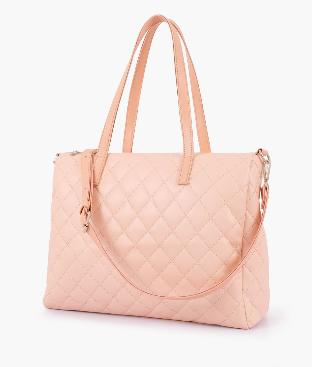 LumaVex - Baby pink quilted carryall tote bag