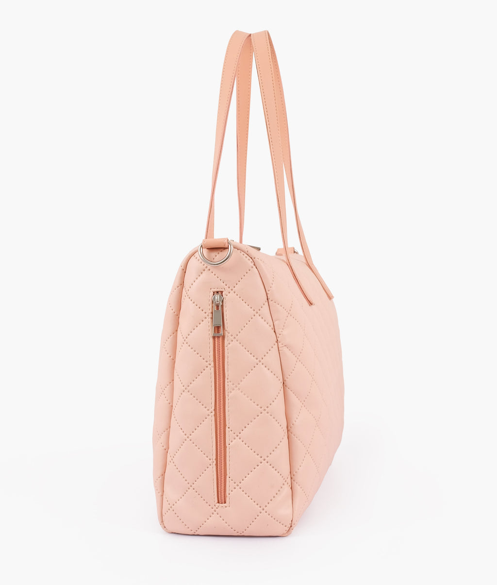 LumaVex - Baby pink quilted carryall tote bag