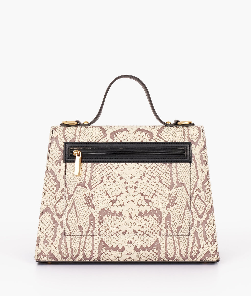 LumaVex - Black and white crocodile cross-body bag with top-handle