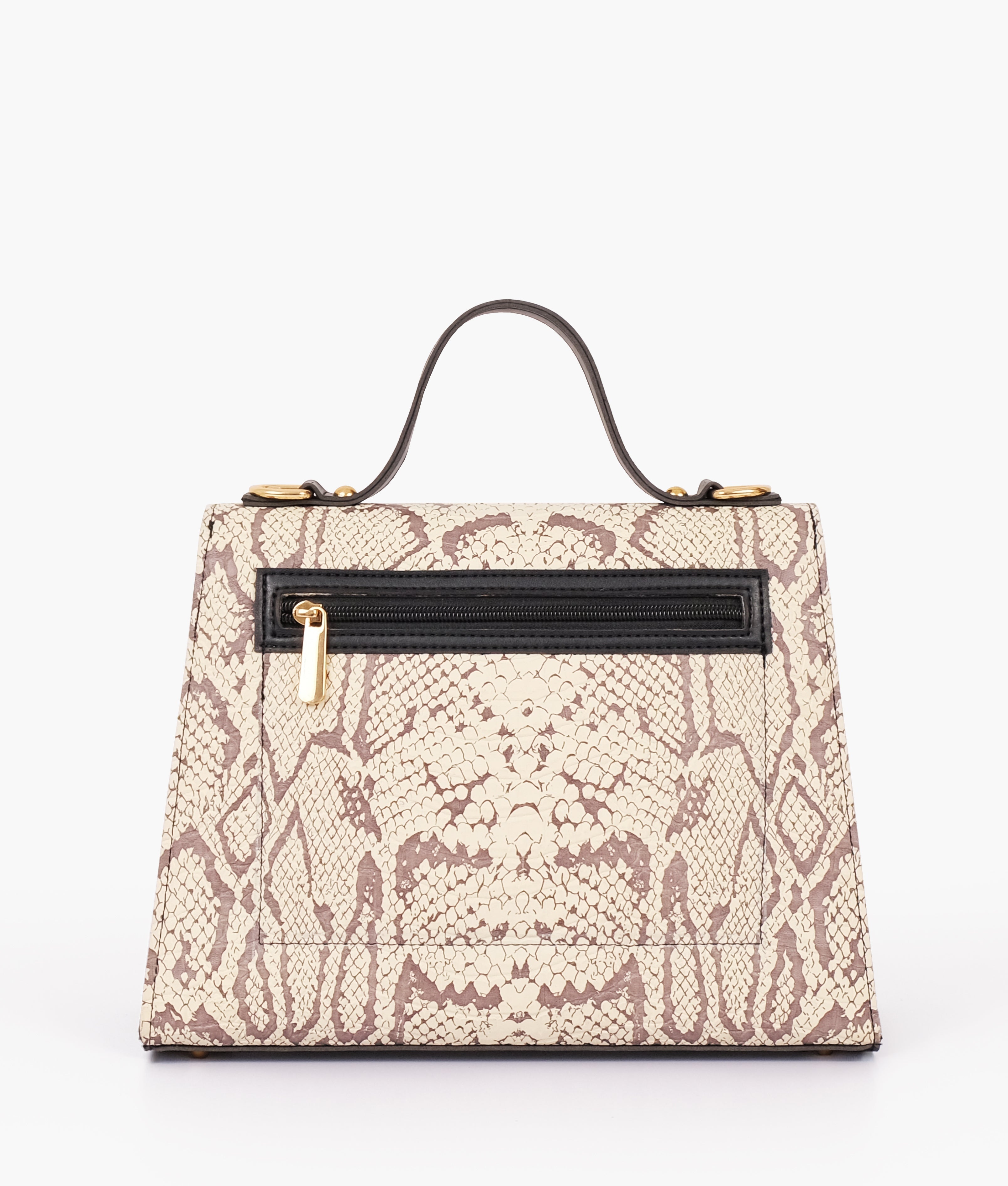 LumaVex - Black and white crocodile cross-body bag with top-handle