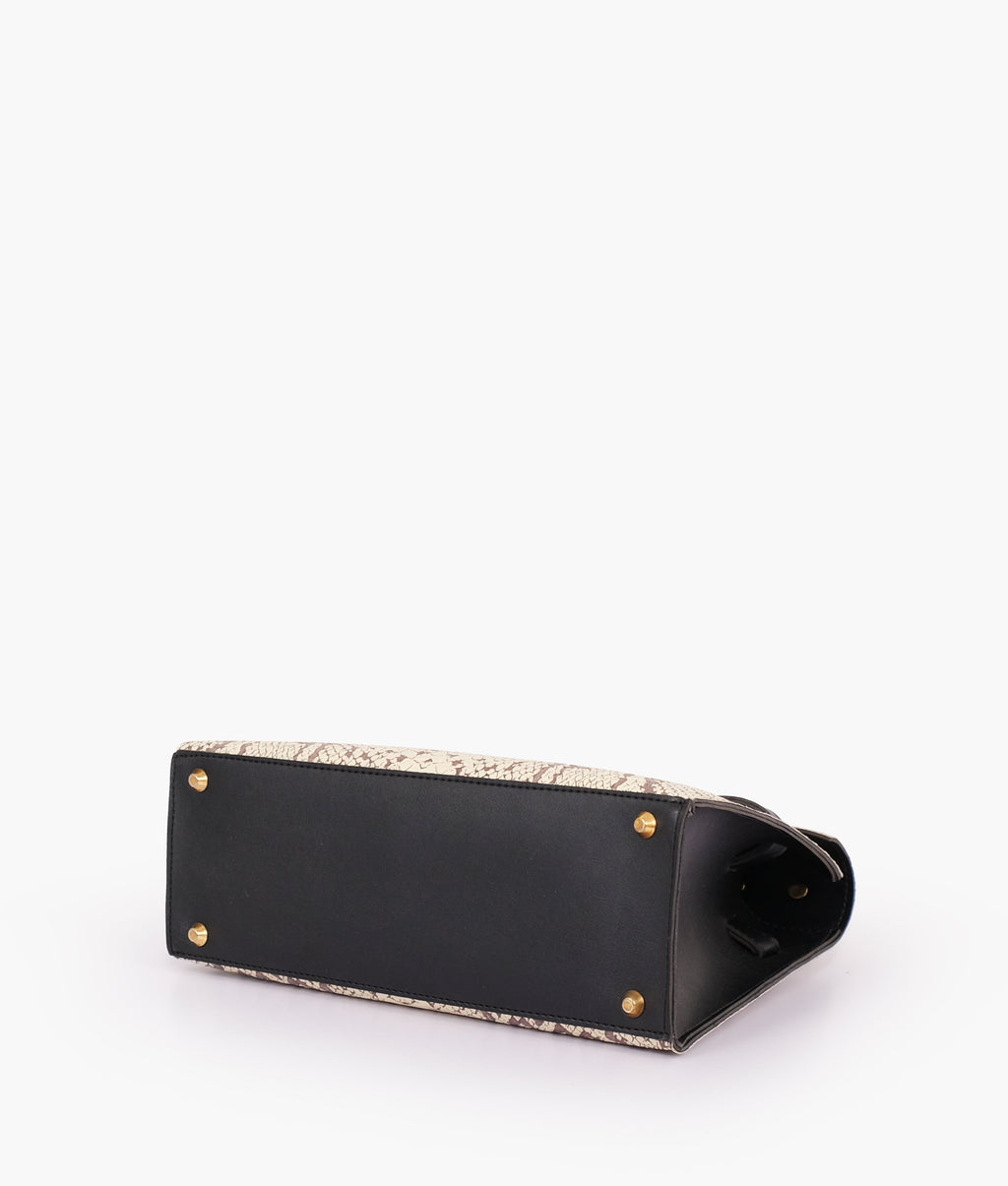 LumaVex - Black and white crocodile cross-body bag with top-handle
