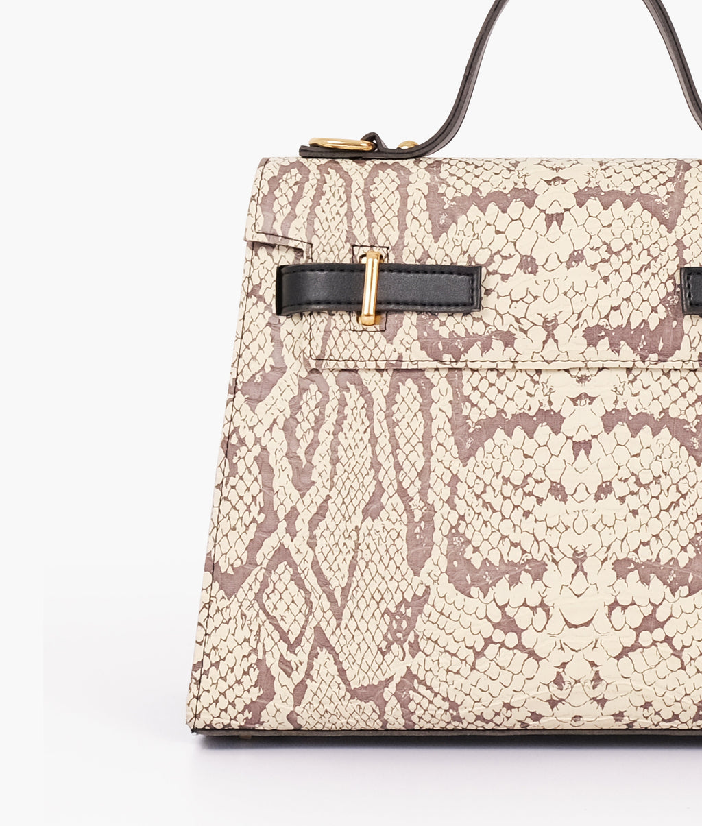 LumaVex - Black and white crocodile cross-body bag with top-handle