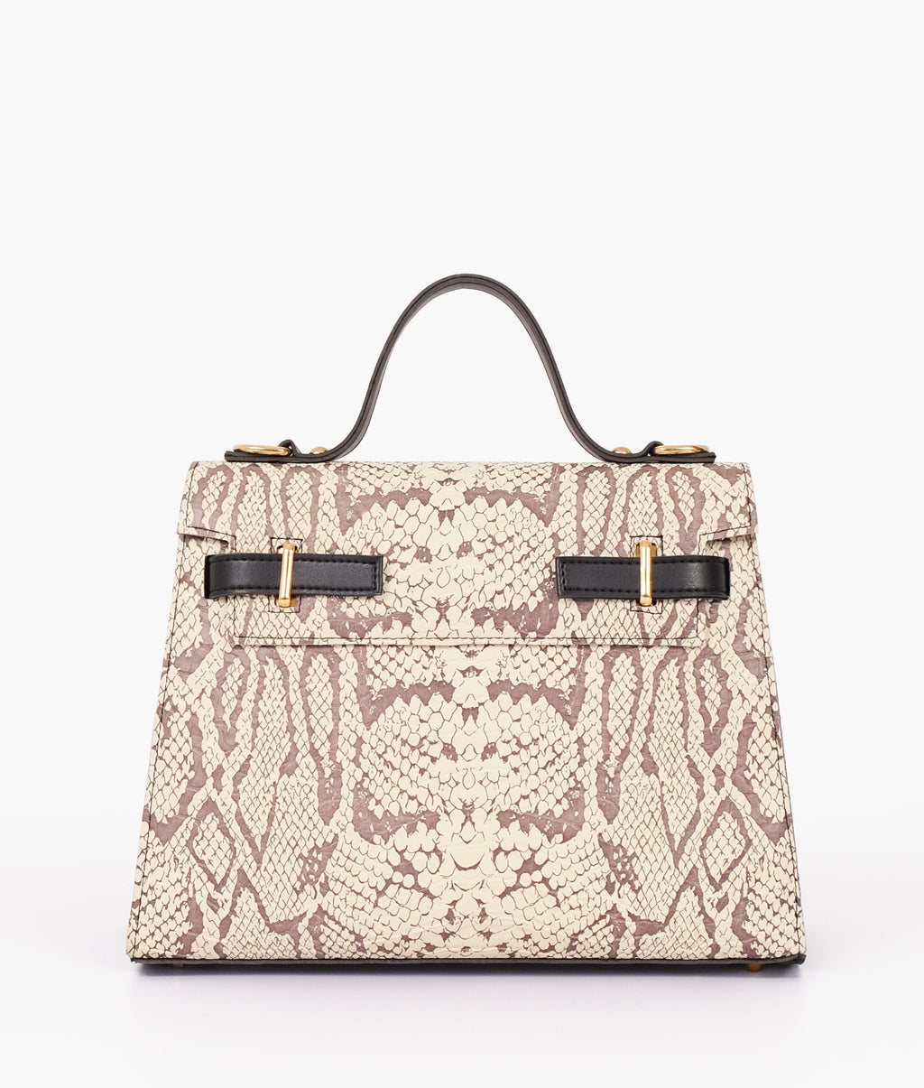 LumaVex - Black and white crocodile cross-body bag with top-handle