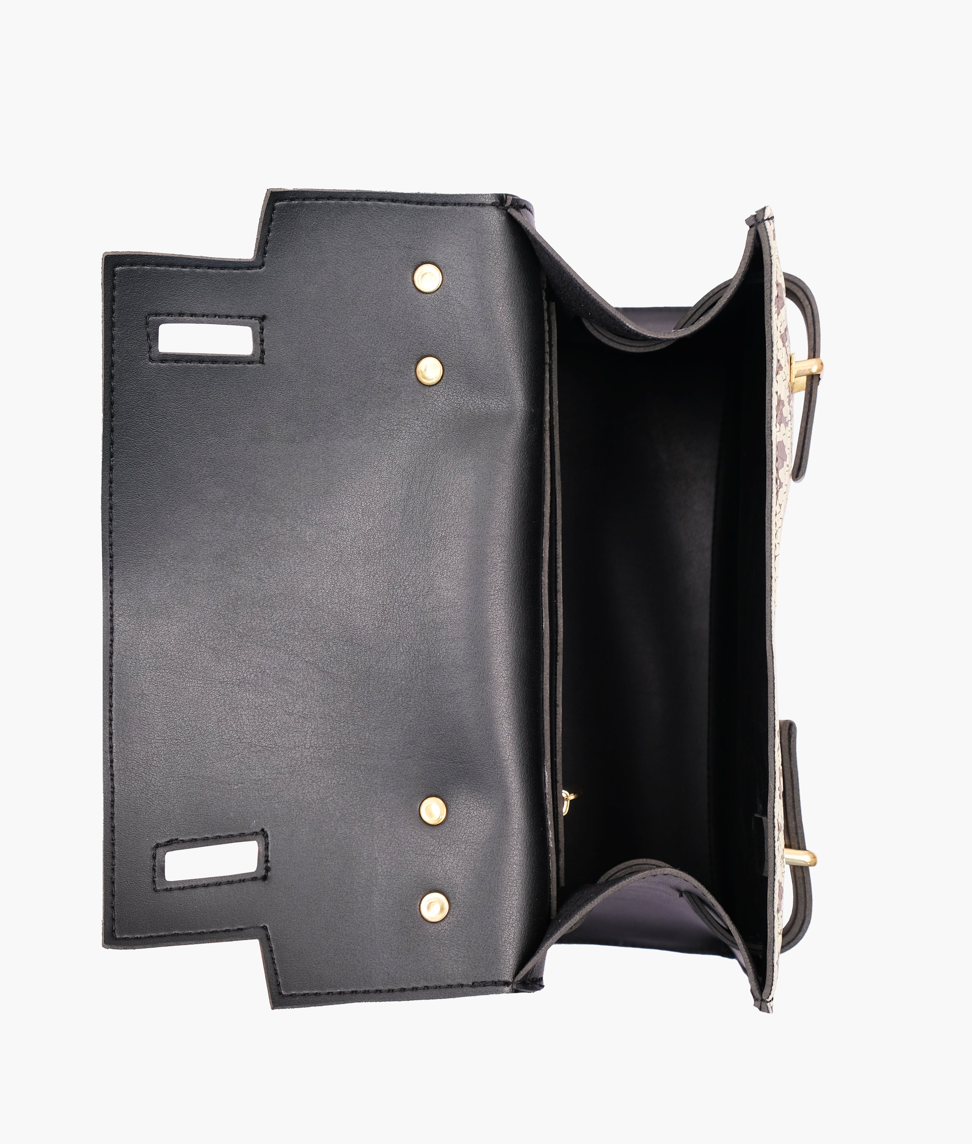 LumaVex - Black and white crocodile cross-body bag with top-handle