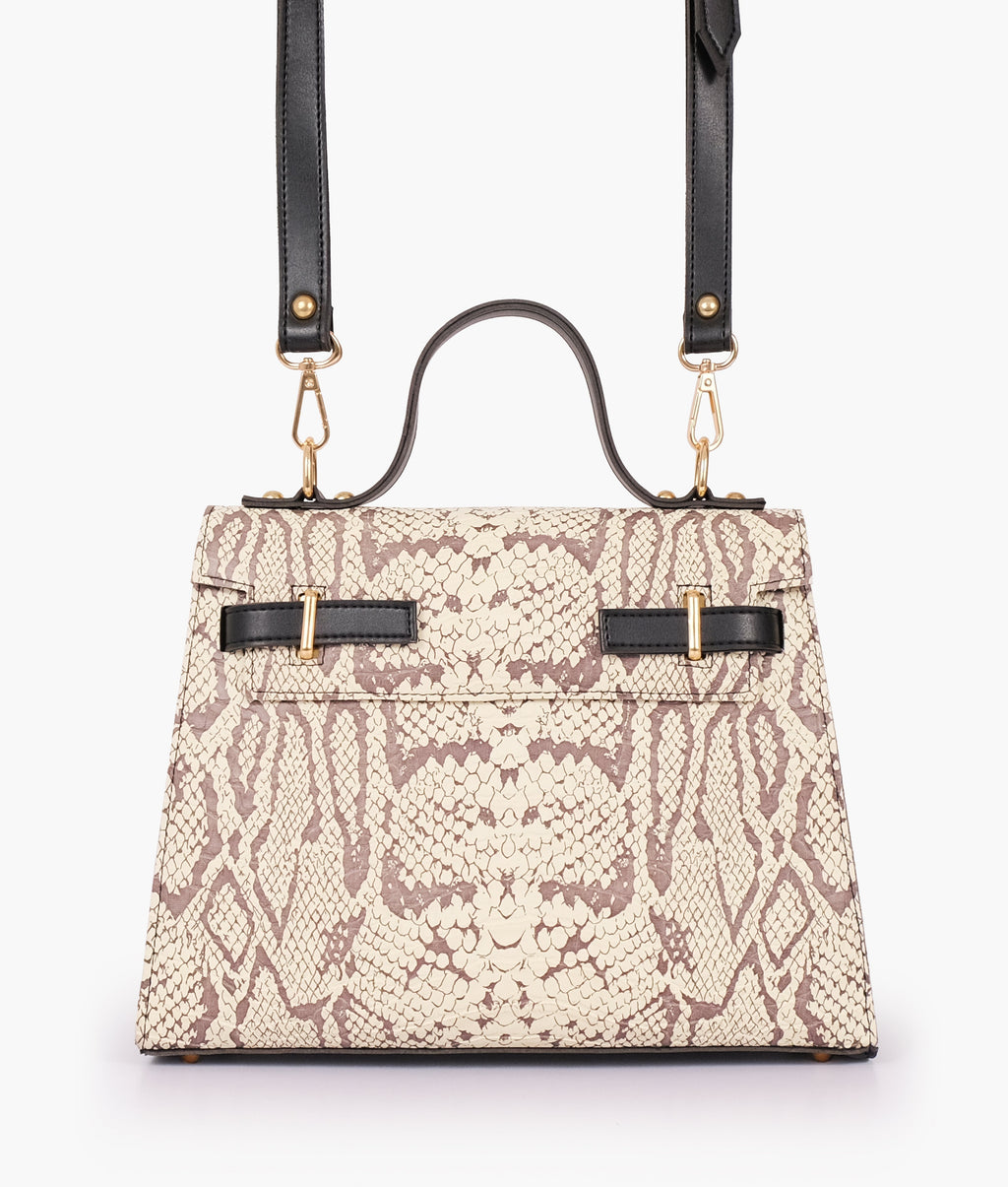 LumaVex - Black and white crocodile cross-body bag with top-handle