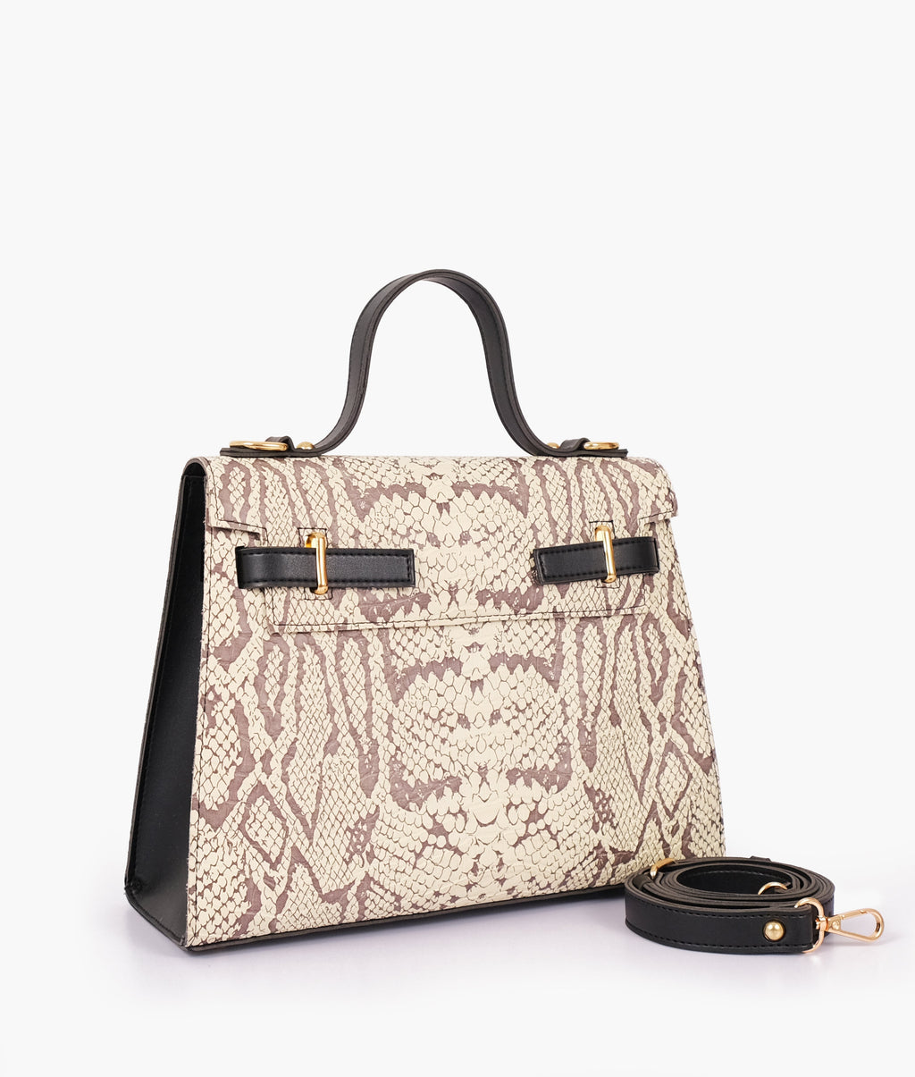 LumaVex - Black and white crocodile cross-body bag with top-handle